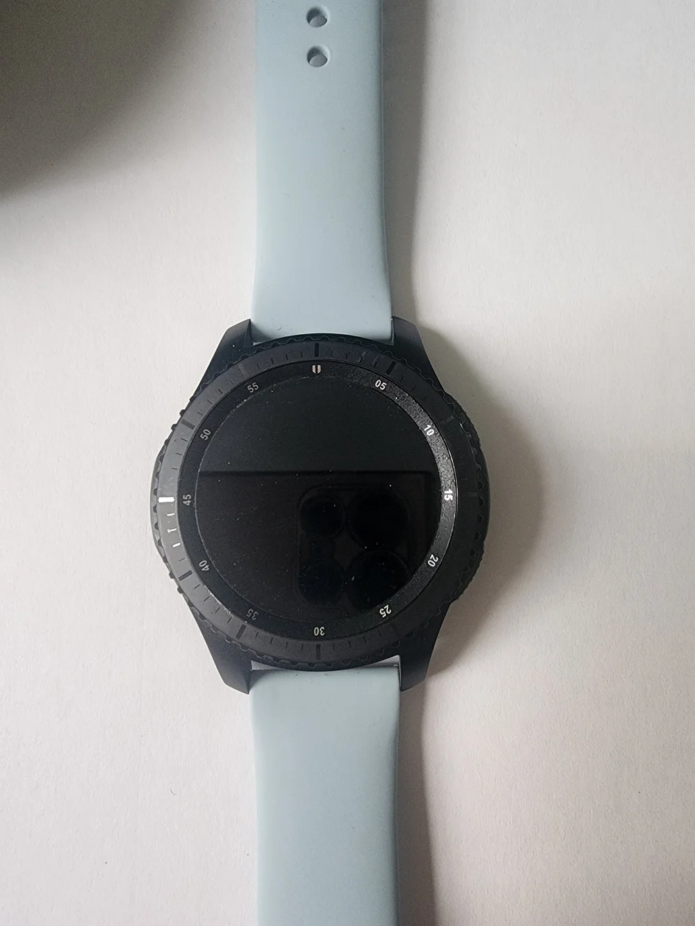 Samsung Galaxy Watch with Light Blue Silicone Band